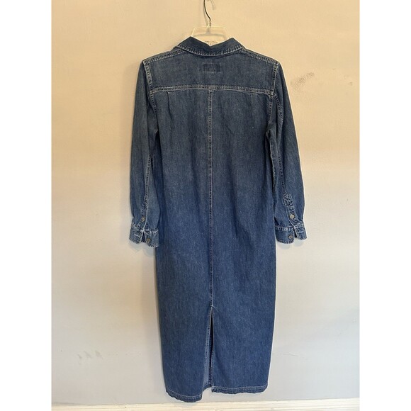 Ralph Lauren Vintage Denim Cotton Button Midi Dress Size Medium Western Chic - Picture 2 of 10